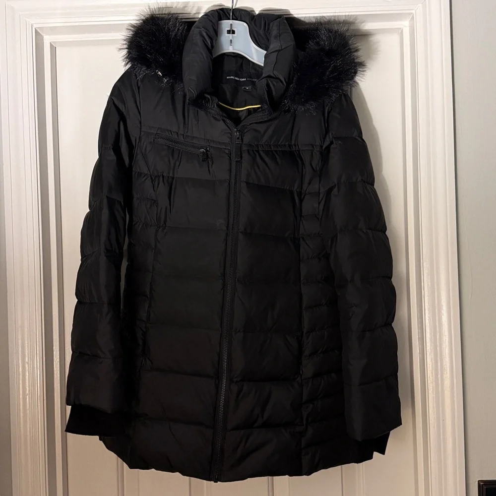 Marc New York Andrew Marc Black Down Puffer Coat** (new hood- not as labeled) - Picture 1 of 4